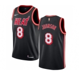 Men's Miami Heat #8 Tyler Johnson Authentic Black Black Fashion Hardwood Classics Basketball Jersey