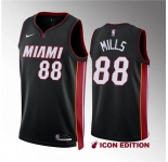 Men's Miami Heat #88 Patrick Mills Black Icon Edition Stitched Basketball Jersey