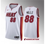 Men's Miami Heat #88 Patrick Mills White Association Edition Stitched Basketball Jersey