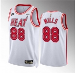 Men's Miami Heat #88 Patrick Mills White Classic Edition Stitched Basketball Jersey