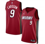 Men's Miami Heat #9 Pelle Larsson Red 2024 Draft Statement Edition Stitched Basketball Jersey