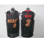 nba miami heat #3 wade black[black orange number][fans edition]