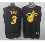 nba miami heat #3 wade black[gold lettering fashion]