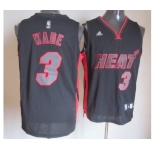 nba miami heat #3 wade dark grey[red-grey number]