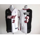 nba miami heat #3 wade white-black[strip][revolution 30 swingman]