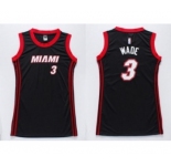 NBA Women Heat #3 Dwyane Wade Black Dress Stitched Jerseys