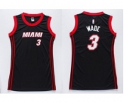 NBA Women Heat #3 Dwyane Wade Black Dress Stitched Jerseys