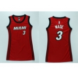 NBA Women Heat #3 Dwyane Wade Red Dress Stitched Jerseys