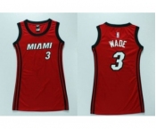 NBA Women Heat #3 Dwyane Wade Red Dress Stitched Jerseys