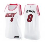Women's Miami Heat #0 Meyers Leonard Swingman White Pink Fashion Basketball Jersey