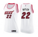 Women's Miami Heat #22 Jimmy Butler Swingman White Pink Fashion Basketball Jersey