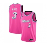 Women's Miami Heat #3 Dwyane Wade Pink Swingman Jersey - Earned Edition