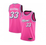 Women's Miami Heat #33 Alonzo Mourning Pink Swingman Jersey - Earned Edition