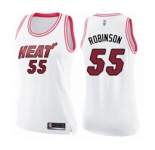 Women's Miami Heat #55 Duncan Robinson Swingman White Pink Fashion Basketball Jersey