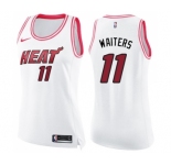 Women's Nike Miami Heat #11 Dion Waiters Swingman White Pink Fashion NBA Jersey