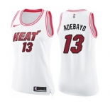 Women's Nike Miami Heat #13 Edrice Adebayo Swingman White Pink Fashion NBA Jersey