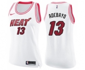 Women's Nike Miami Heat #13 Edrice Adebayo Swingman White Pink Fashion NBA Jersey