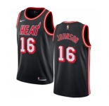 Women's Nike Miami Heat #16 James Johnson Swingman Black Black Fashion Hardwood Classics NBA Jersey