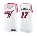 Women's Nike Miami Heat #17 Rodney McGruder Swingman White Pink Fashion NBA Jersey