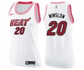 Women's Nike Miami Heat #20 Justise Winslow Swingman White Pink Fashion NBA Jersey