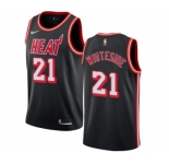 Women's Nike Miami Heat #21 Hassan Whiteside Swingman Black Black Fashion Hardwood Classics NBA Jersey