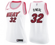 Women's Nike Miami Heat #32 Shaquille O'Neal Swingman White Pink Fashion NBA Jersey