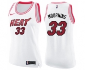 Women's Nike Miami Heat #33 Alonzo Mourning Swingman White Pink Fashion NBA Jersey