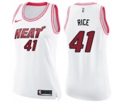 Women's Nike Miami Heat #41 Glen Rice Swingman White Pink Fashion NBA Jersey