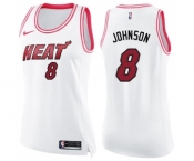 Women's Nike Miami Heat #8 Tyler Johnson Swingman White Pink Fashion NBA Jersey