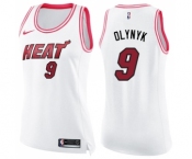 Women's Nike Miami Heat #9 Kelly Olynyk Swingman White Pink Fashion NBA Jersey