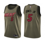 Youth Miami Heat #5 Derrick Jones Jr Swingman Green Salute to Service Basketball Jersey