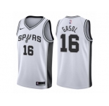 Men Adidas San Antonio Spurs #16 Pau Gasol Swingman 2017-18 White NBA Jersey