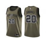 Men Nike San Antonio Spurs #20 Manu Ginobili Green Salute to Service NBA Swingman Jersey