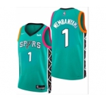 Men' San Antonio Spurs #1 Victor Wembanyama Teal 2022 City Edition Swingman Stitched Jersey