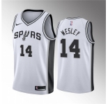 Men' San Antonio Spurs #14 Blake Wesley White Association Edition Stitched Jersey