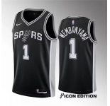 Men's San Antonio Spurs #1 Victor Wembanyama Black 2022-23 Icon Edition Stitched Basketball Jerseys