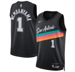 Men's San Antonio Spurs #1 Victor Wembanyama Black 2025-26 City Edition Swingman Stitched Basketball Jersey