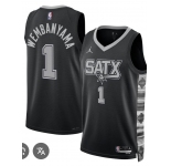 Men's San Antonio Spurs #1 Victor Wembanyama Black 2025 Statement Edition Stitched Basketball Jersey