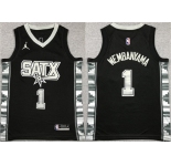 Men's San Antonio Spurs #1 Victor Wembanyama Black Statement Edition Stitched Jersey