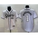 Men's San Antonio Spurs #1 Victor Wembanyama White Stitched Baseball Jersey