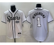 Men's San Antonio Spurs #1 Victor Wembanyama White Stitched Baseball Jersey