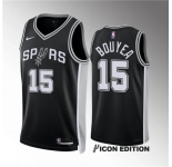 Men's San Antonio Spurs #15 Jamaree Bouyea Black Icon Edition Stitched Basketball Jersey