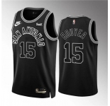 Men's San Antonio Spurs #15 Jamaree Bouyea Black Icon Edition Stitched Basketball Jerseys