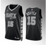 Men's San Antonio Spurs #15 Jamaree Bouyea Black Statement Edition Stitched Basketball Jersey