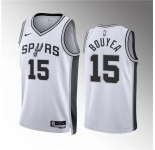 Men's San Antonio Spurs #15 Jamaree Bouyea White Association Edition Stitched Basketball Jersey