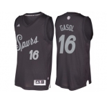 Men's San Antonio Spurs #16 Pau Gasol Black 2016 Christmas Day NBA Swingman Jersey