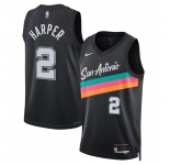 Men's San Antonio Spurs #2 Dylan Harper Black 2025-26 City Edition Swingman Stitched Basketball Jersey