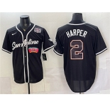 Men's San Antonio Spurs #2 Dylan Harper Black USA 250' Patch Stitched Baseball Jersey