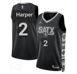Men's San Antonio Spurs #2 Dylan Harper Gray Black Statement Edition Stitched Basketball Jersey