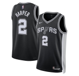 Men's San Antonio Spurs #2 Dylan Harper Nike Black 2025 NBA Draft First Round Pick Swingman Jersey